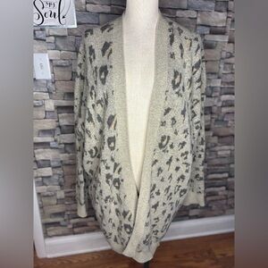 Easel super soft open front leopard print cardigan with bat wing sleeves